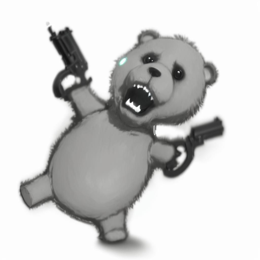 Armed Teddy Bear in Urban Alley, 3D Rendered