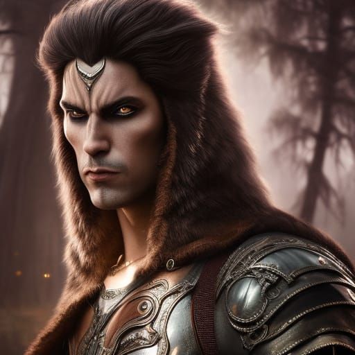 Gothic Werewolf Prince Portrait in Sepia Tones