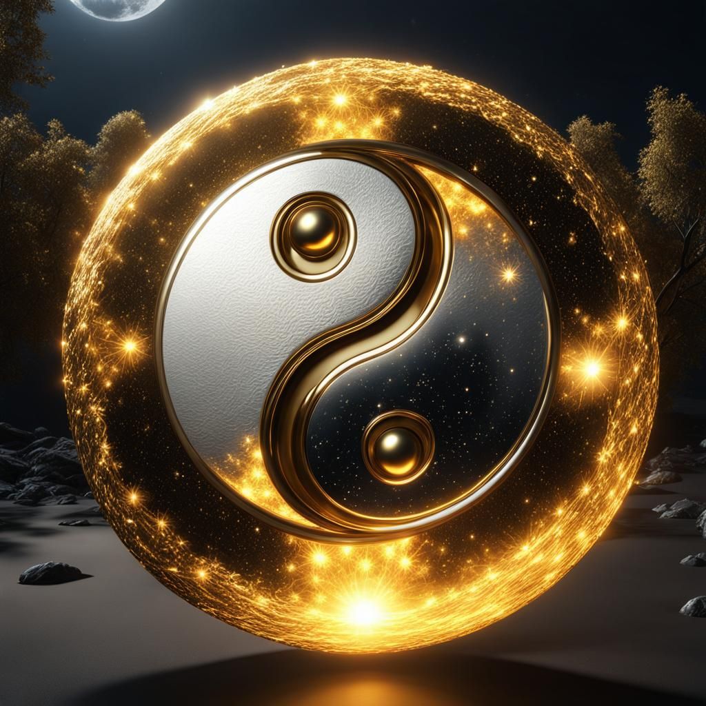 Yin-Yang Symbol: Sun and Moon in Cosmos