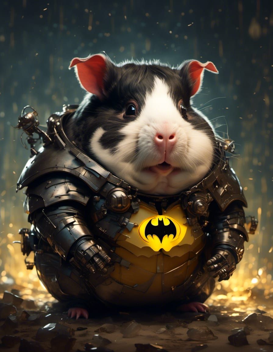 Glowing Obese Batman Guinea Pig Portrait
