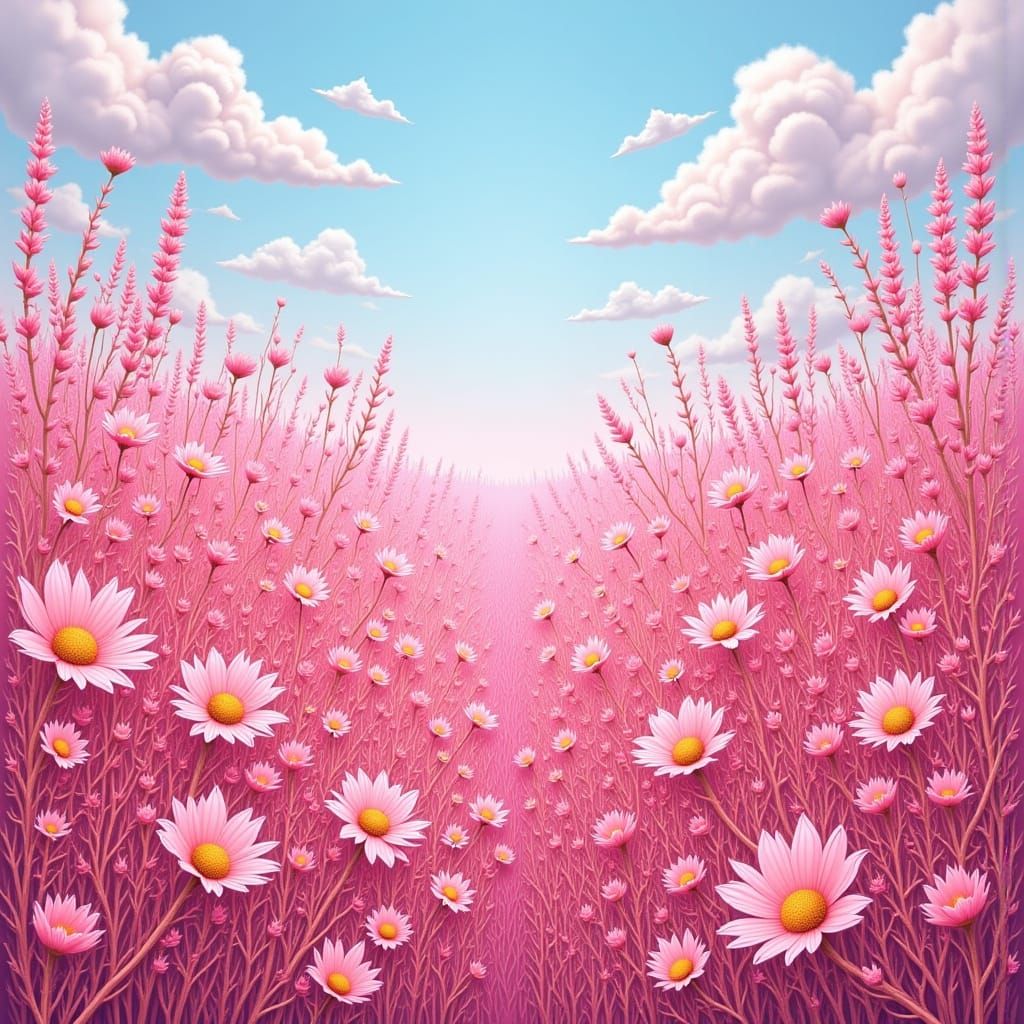 Whimsical Pastel Landscape in Abstract Fractal Style