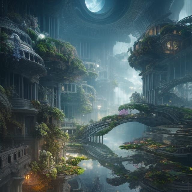 Futuristic City with Floating Gardens