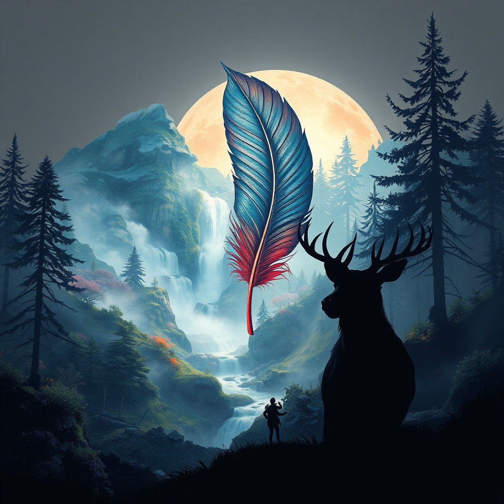 Deer Gazing at Watercolor Jungle: 3D Render