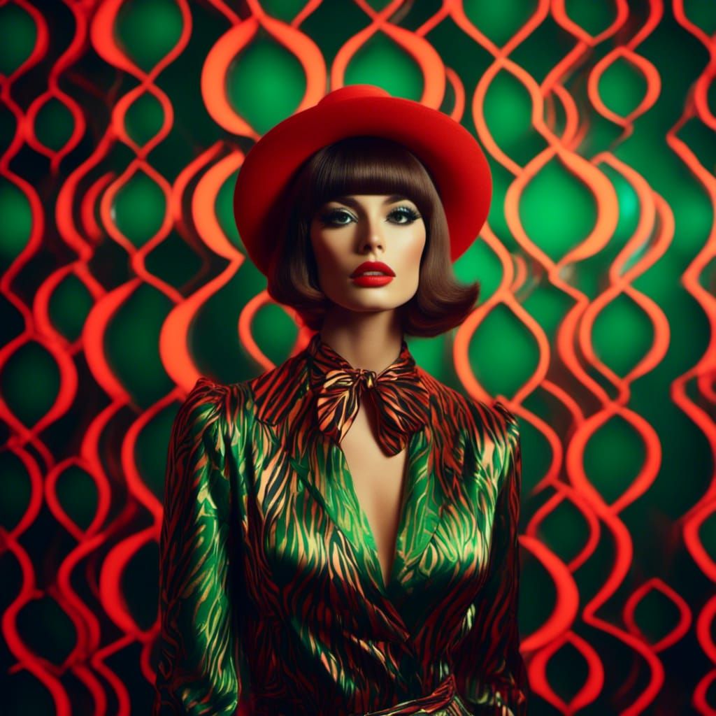 Seventies Disco Portrait in Hyperreal Polaroid Style