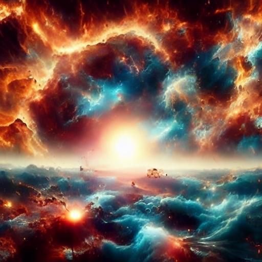 Steam Train Through Space Wormhole in Sci-Fi Style