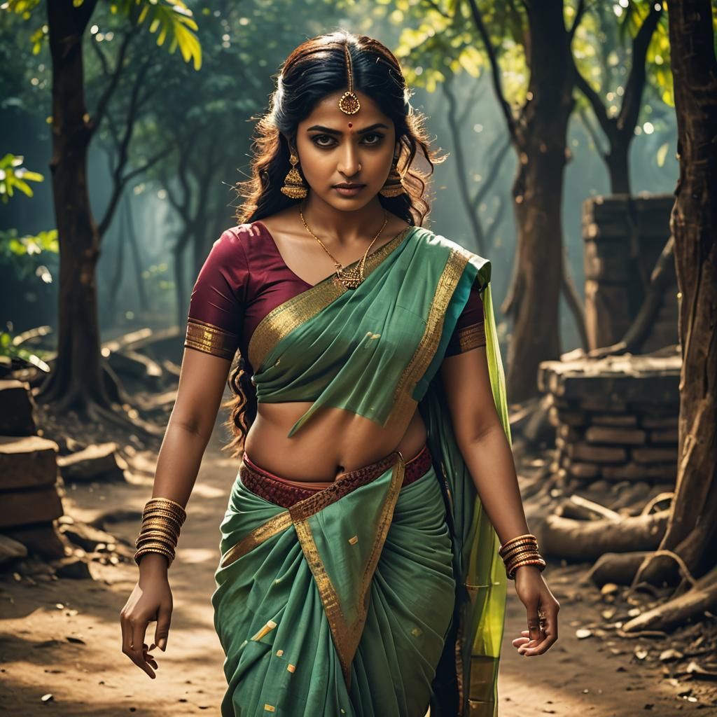 Indian Actress in Saree: Cinematic Film Still