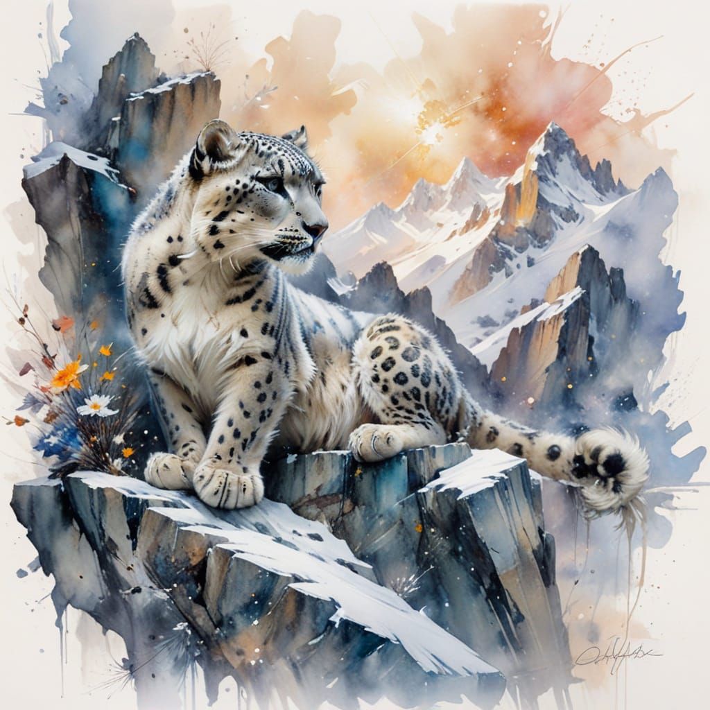 Snow Leopard in Starry Cosmos
