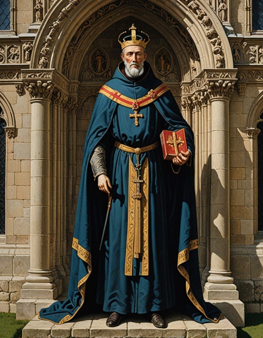 Medieval Saint Désiré de Bourges in Front of a 6th Century M...