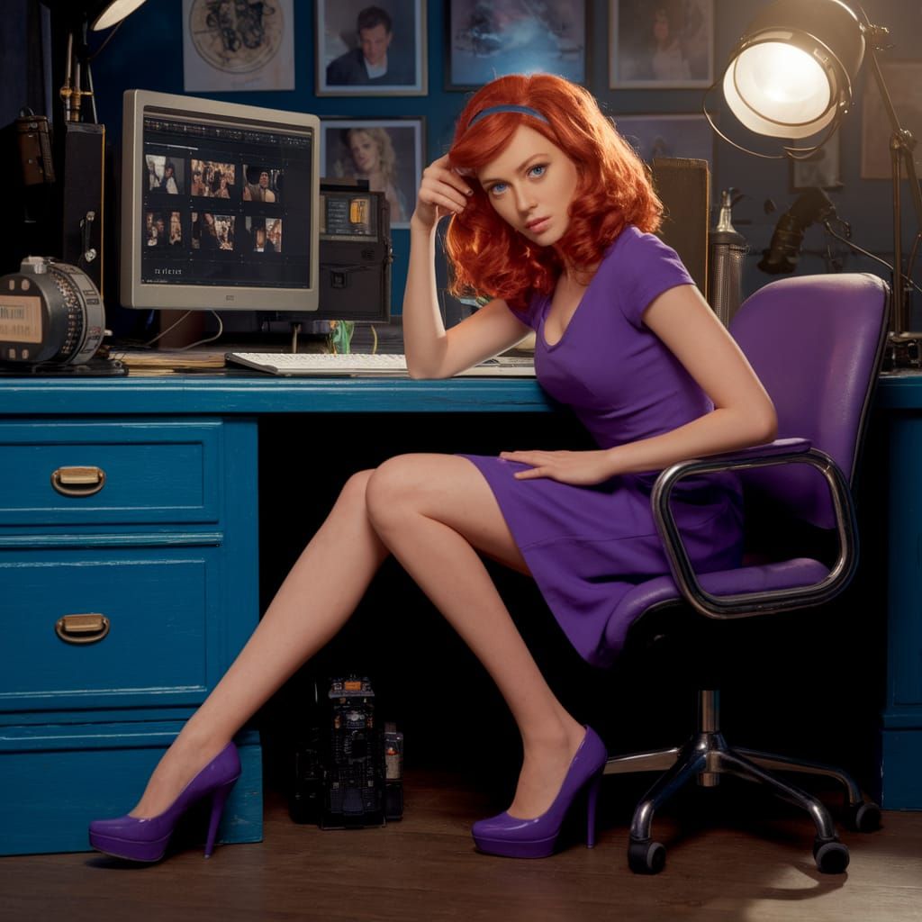 Steampunk Spy Hiding Under Desk