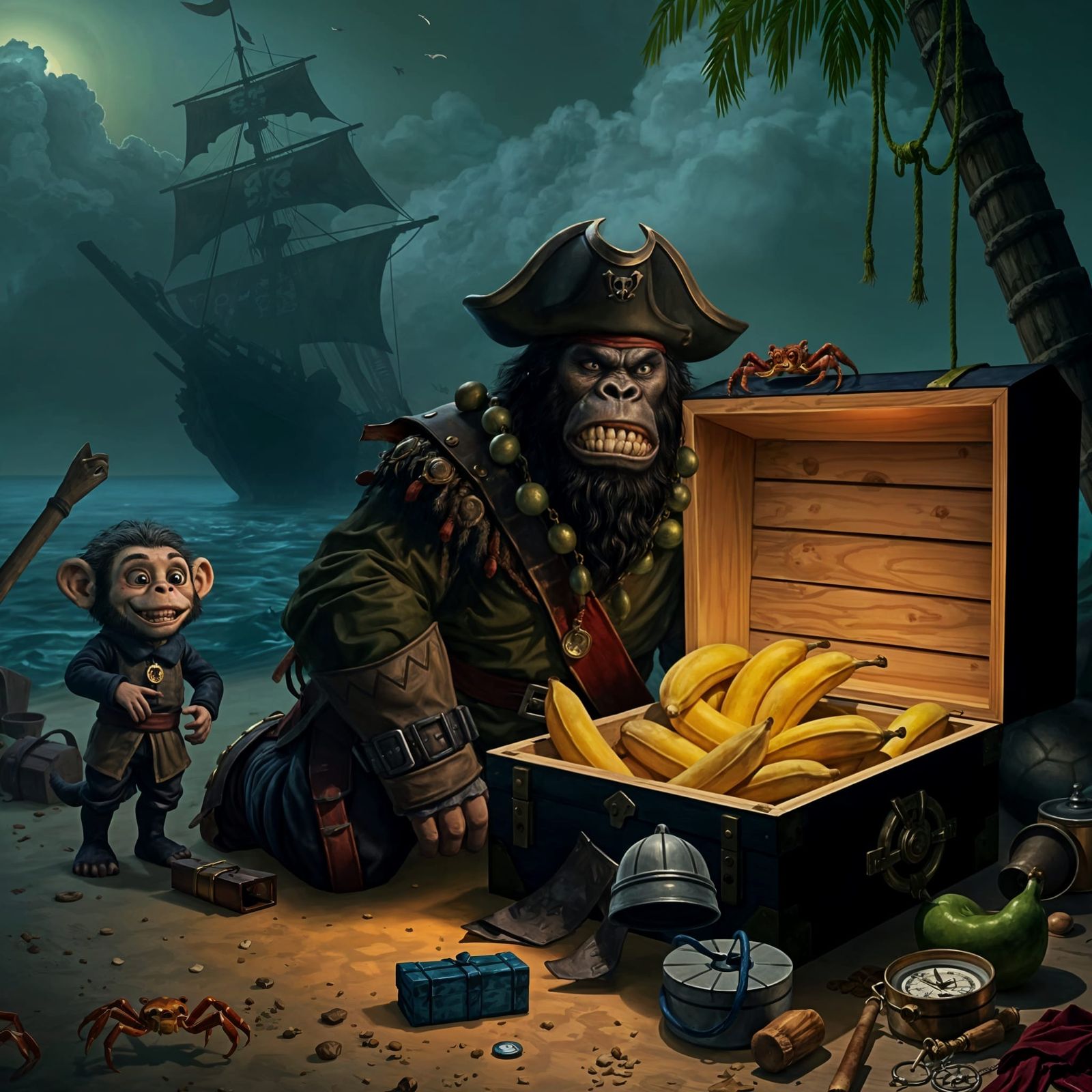 Blackbeard Gorilla Pirate with Gold Bananas
