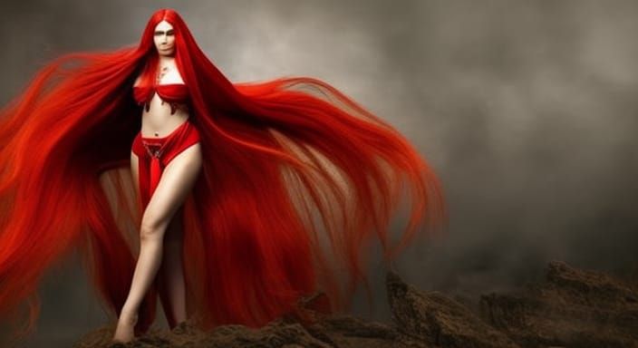 Fire Witch Conjuring a Demon: Professional Photography