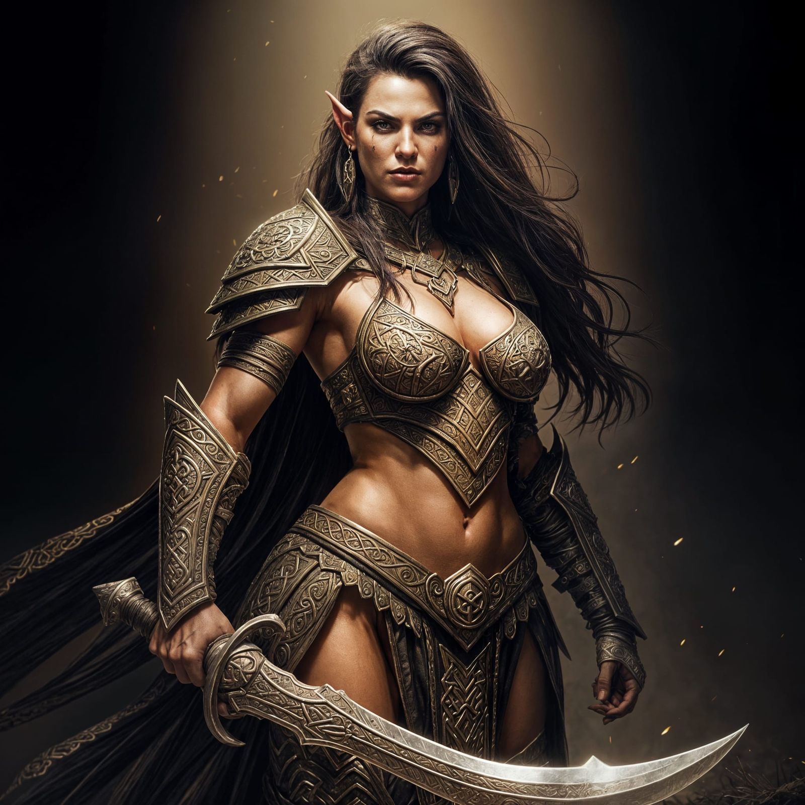 Fierce Orc Warrior Woman in Celtic Armor