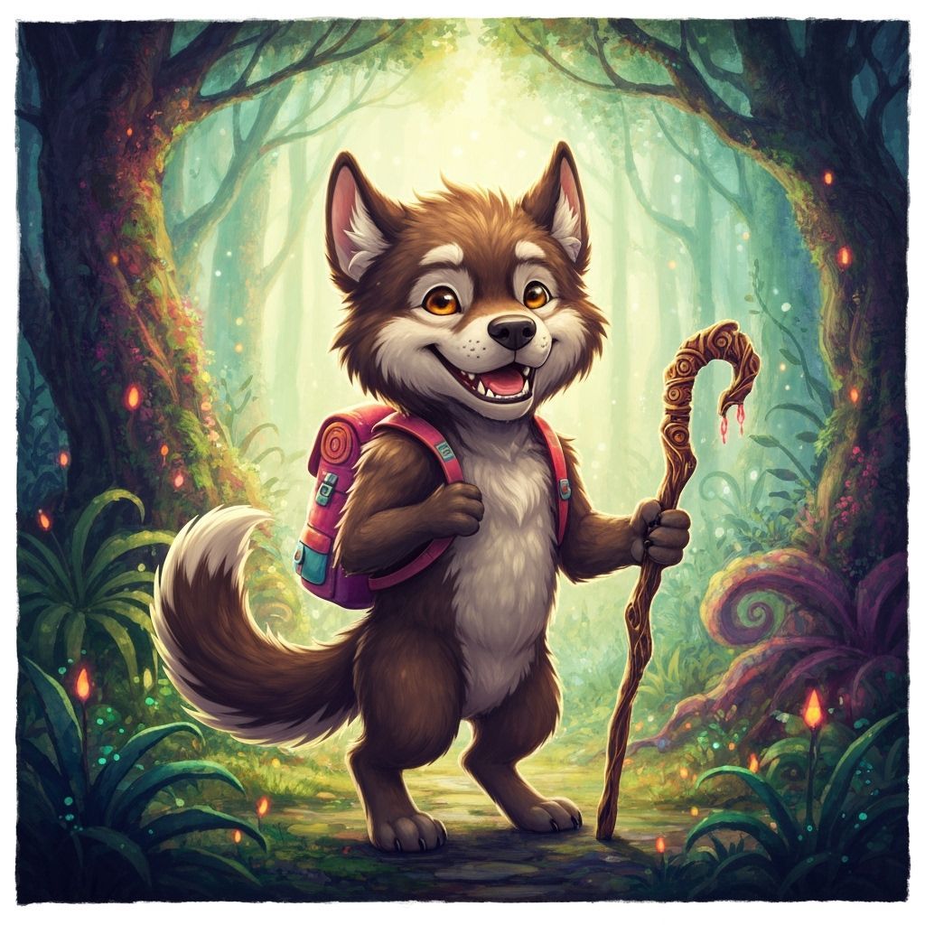 Enchanting Werewolf Pup in a Magical Forest