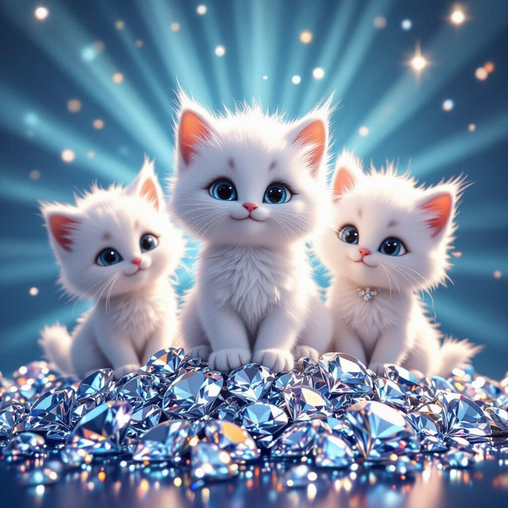 Diamond Kittens: Sparkly 3D Digital Art