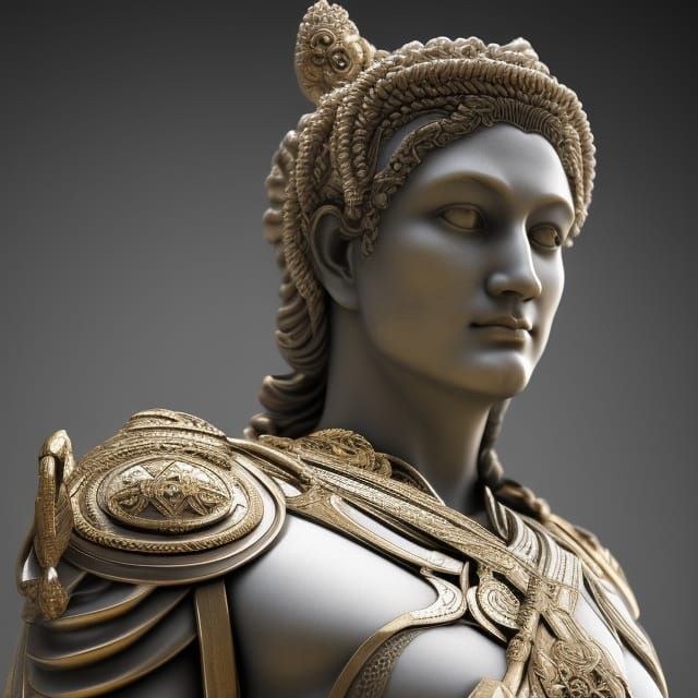 Heroic Warrior Marble Statue in Ancient City