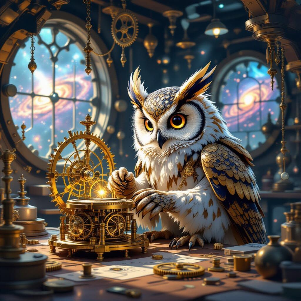 Celestial Clockmaker's Workshop in Surreal Fantasy Style