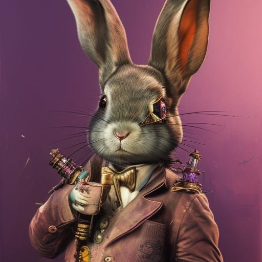 Hyperrealistic Steampunk Rabbit in Natural Colors