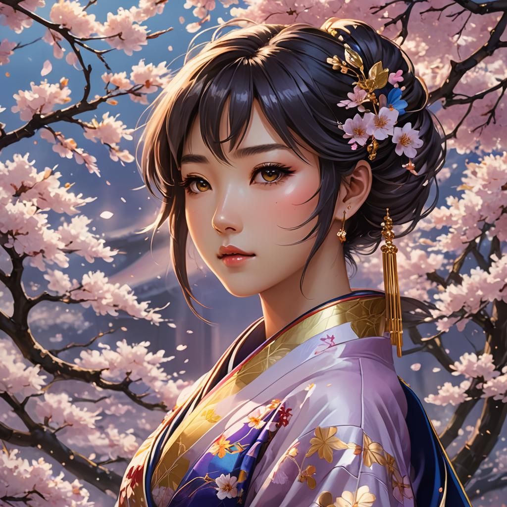 Anime Girl in Dreamlike Japanese Setting
