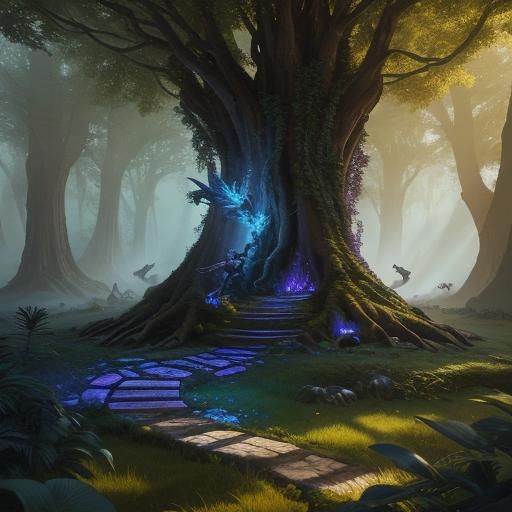 Hybrid Creature in Magical Woods: Fantasy Concept Art