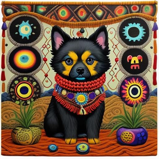 Cute Surreal Dog Macrame Wall Hanging