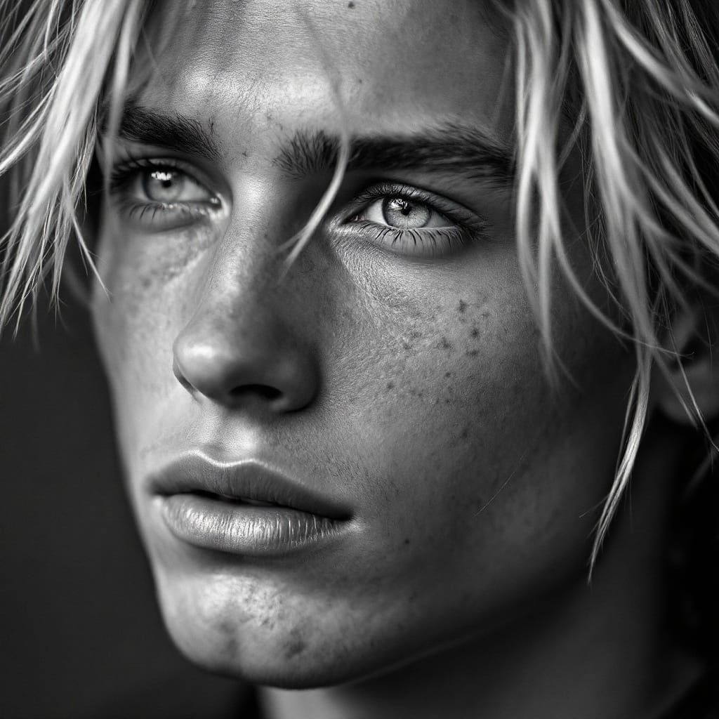 Handsome Young Man in Intimate B&W Portrait