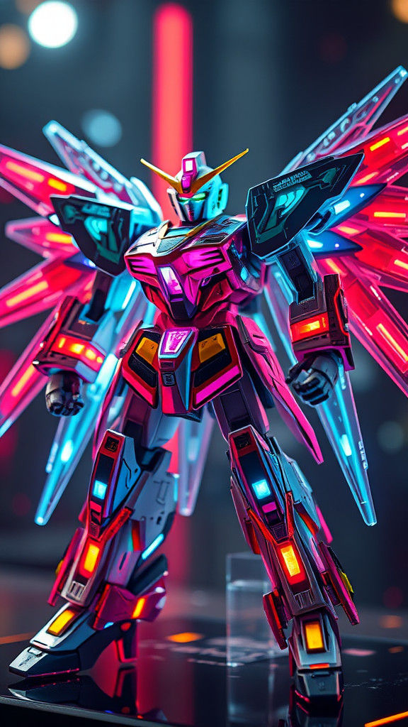 High Tech Holographic Gundam Toy in HDR
