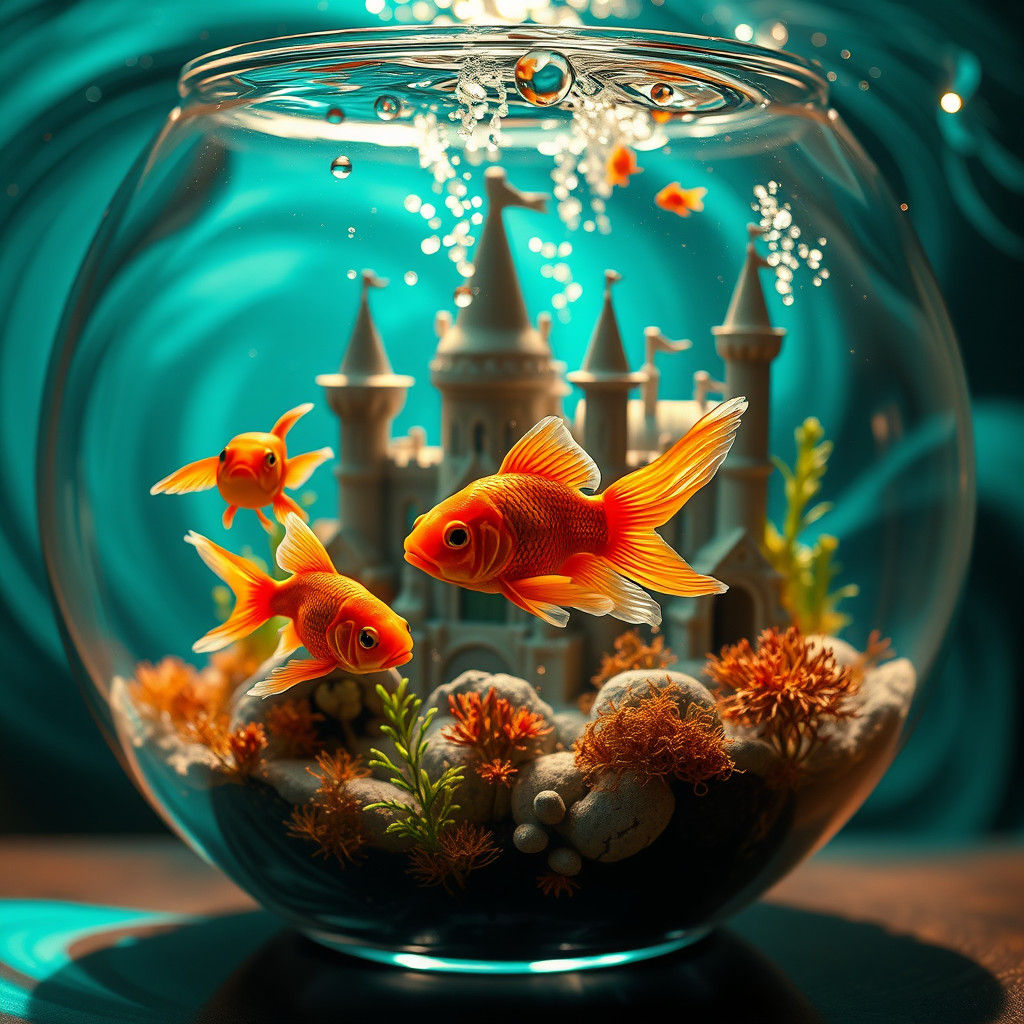 Goldfish in Underwater Castle: Digital Matte Painting