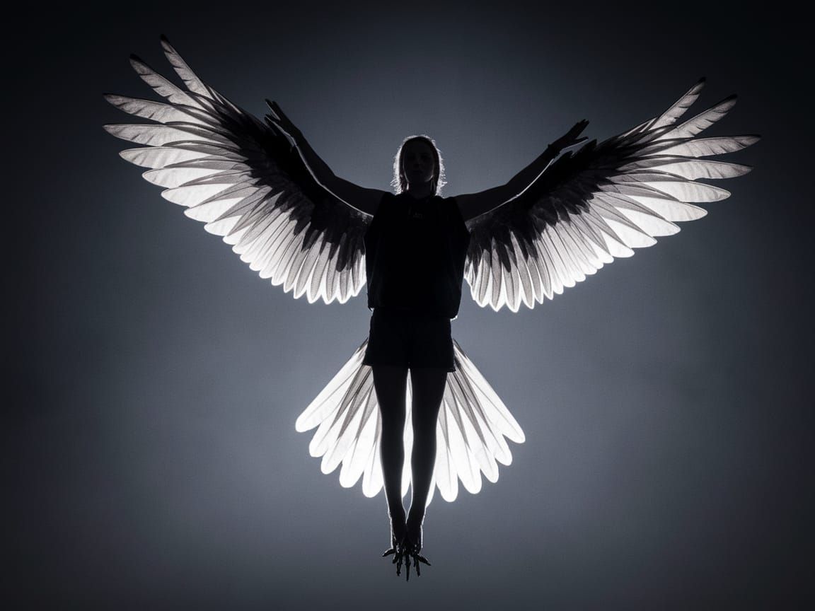 Dark Fantasy Harpy Girl in Cinematic Flight