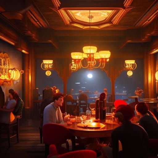 Cozy Night Cafe Digital Painting in Unreal Engine 5