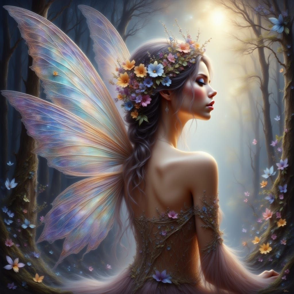 Dream Fairy Portrait in Vibrant Art Nouveau Style