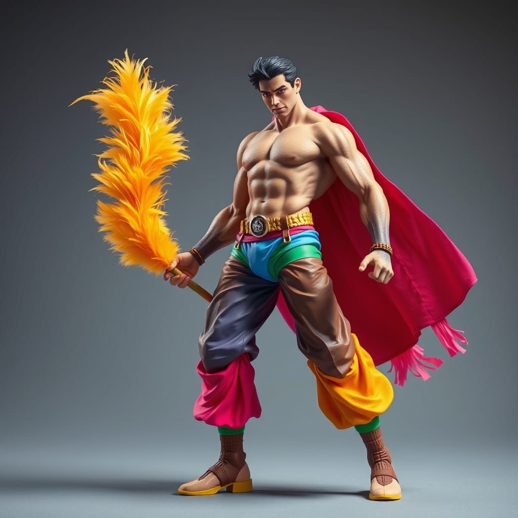 Action Hero Figure with Feather Duster