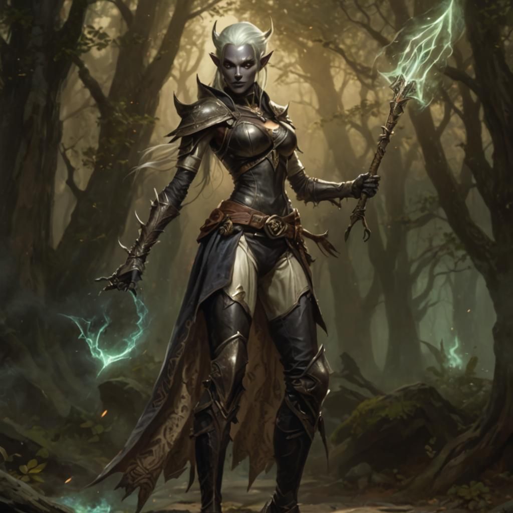 Dark Elf Rogue Sorcerer Fantasy Character Art
