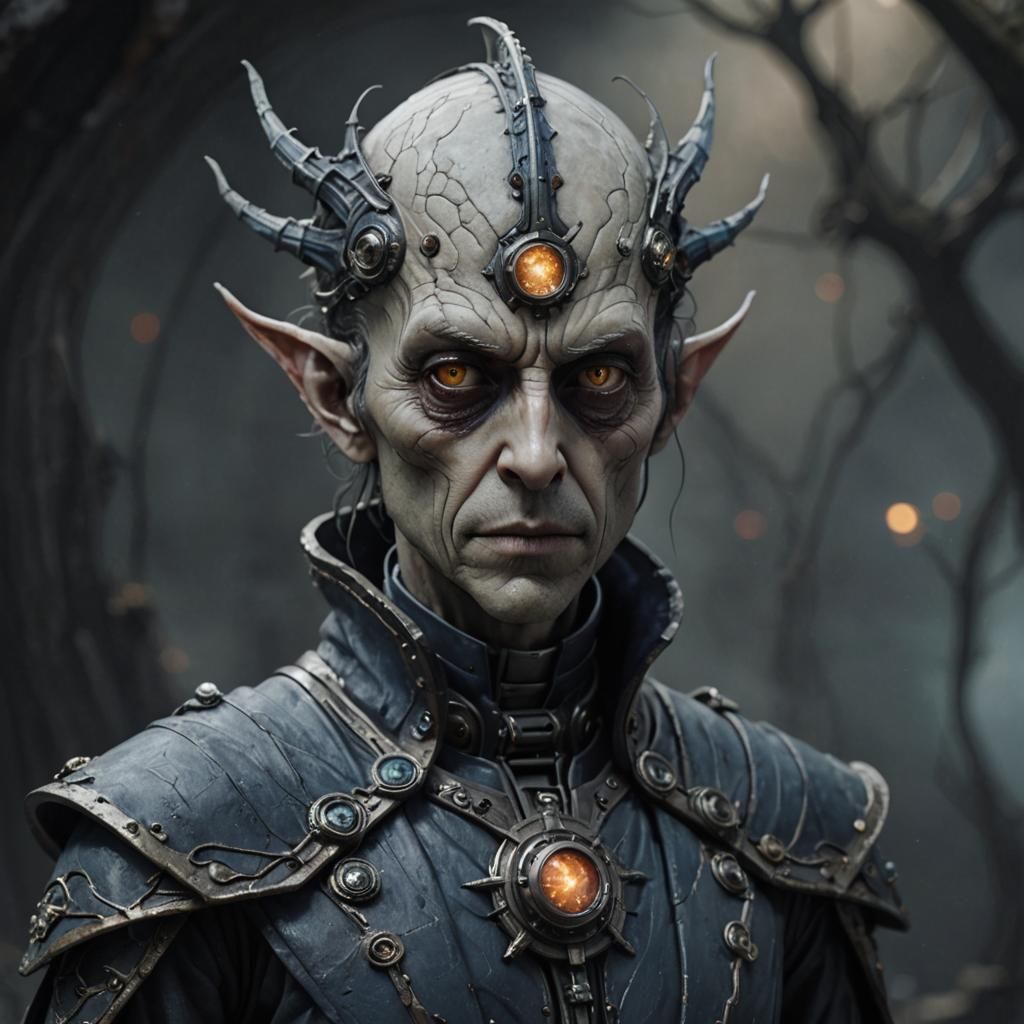 Dystopian Sci-Fi Mage in Dark Fantasy Style