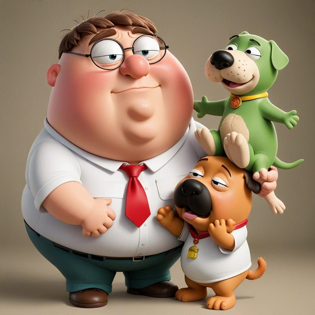 Peter Griffin Holding Stewie in Cute Style