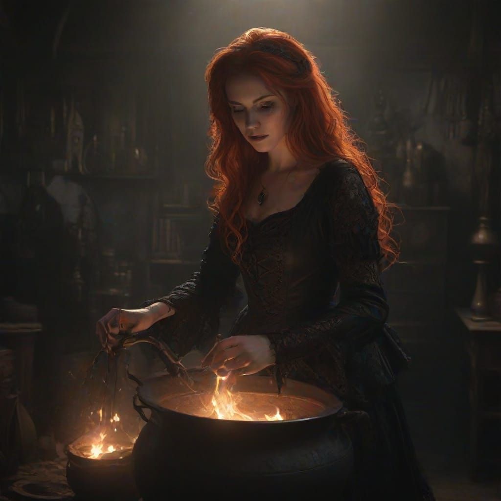 Enchanted Witch Conjures Mystical Potion