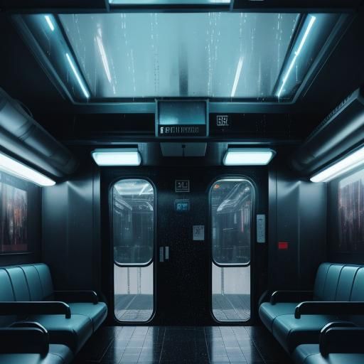 Upside-Down Tokyo: AI Train in Futuristic Cityscape