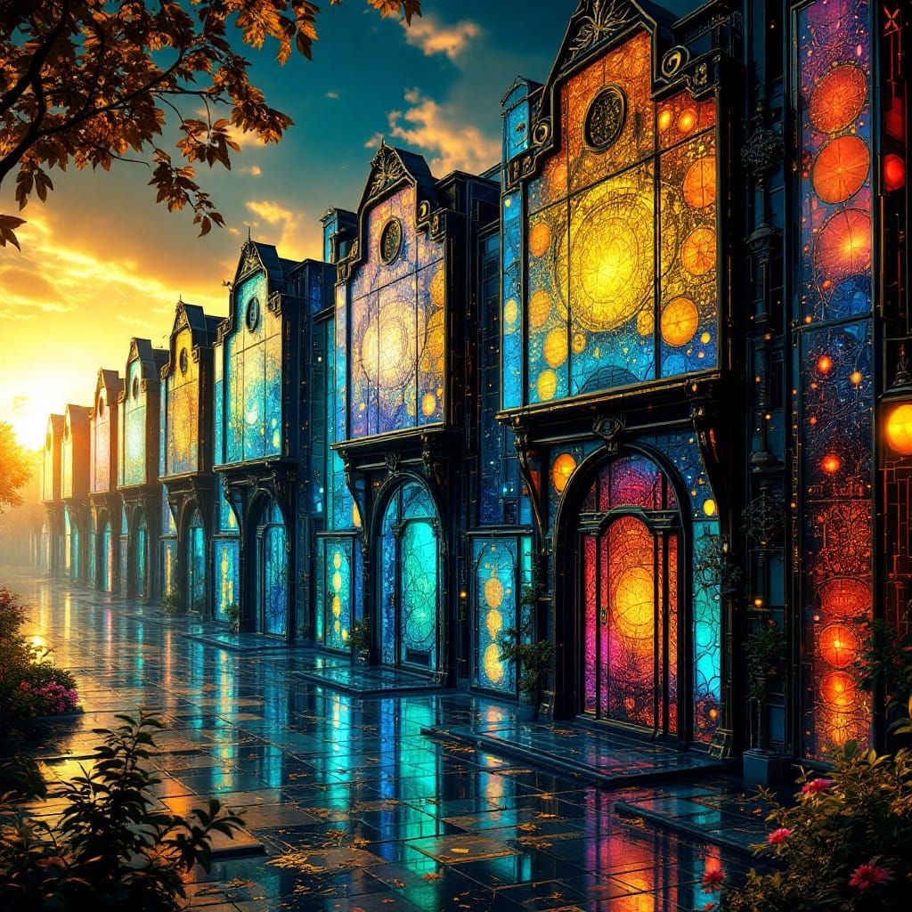 Gustav Klimt-Inspired Science Fiction Row Houses