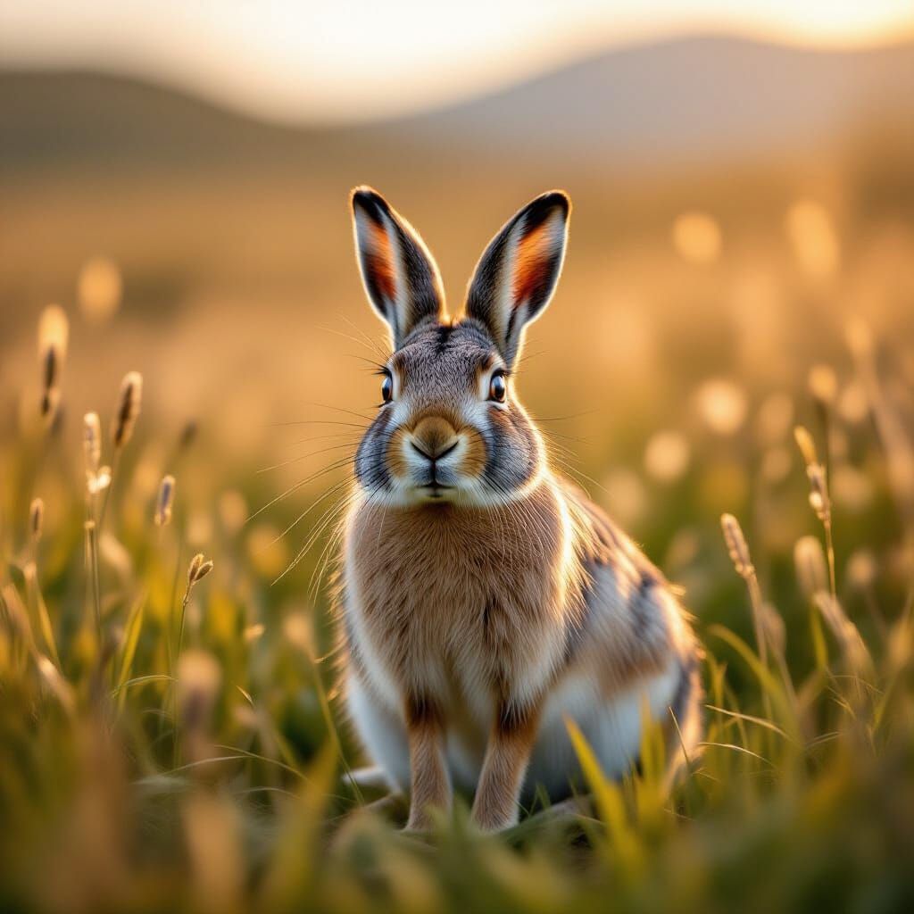 Mountain Hare in Summer Meadow: Wildlife Photography Style