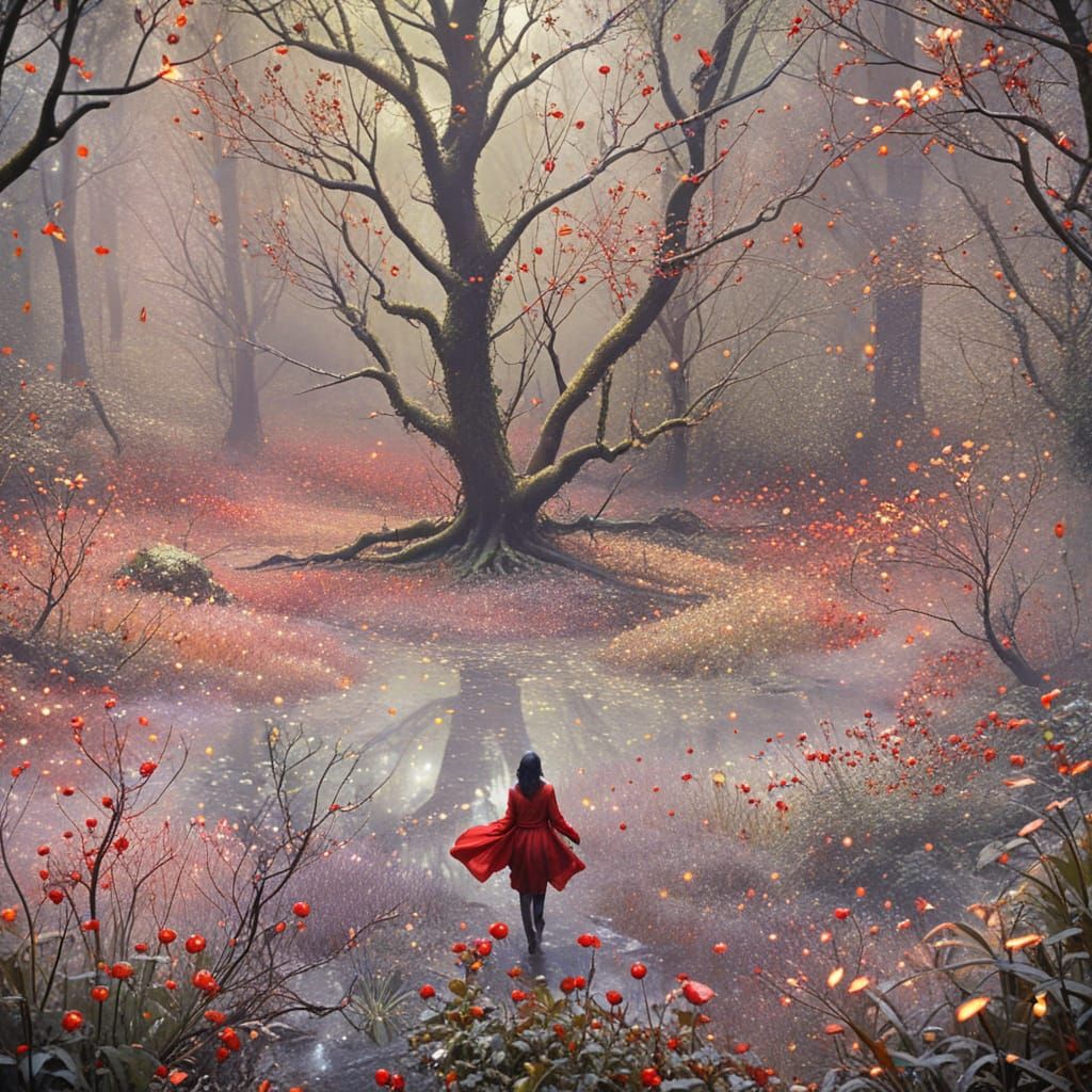 Ethereal Forest Encounter in Vivid, Dreamlike Realism