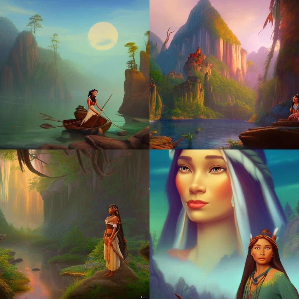 Realistic Pocahontas Inspired by Disney, Detailed Art
