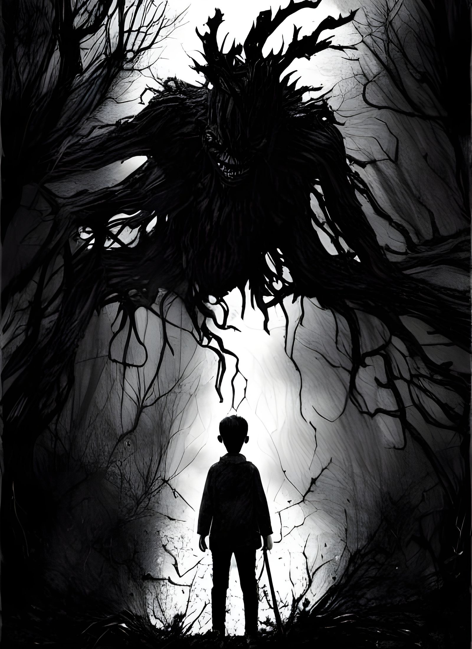 Terrifying Double Exposure Horror Artwork