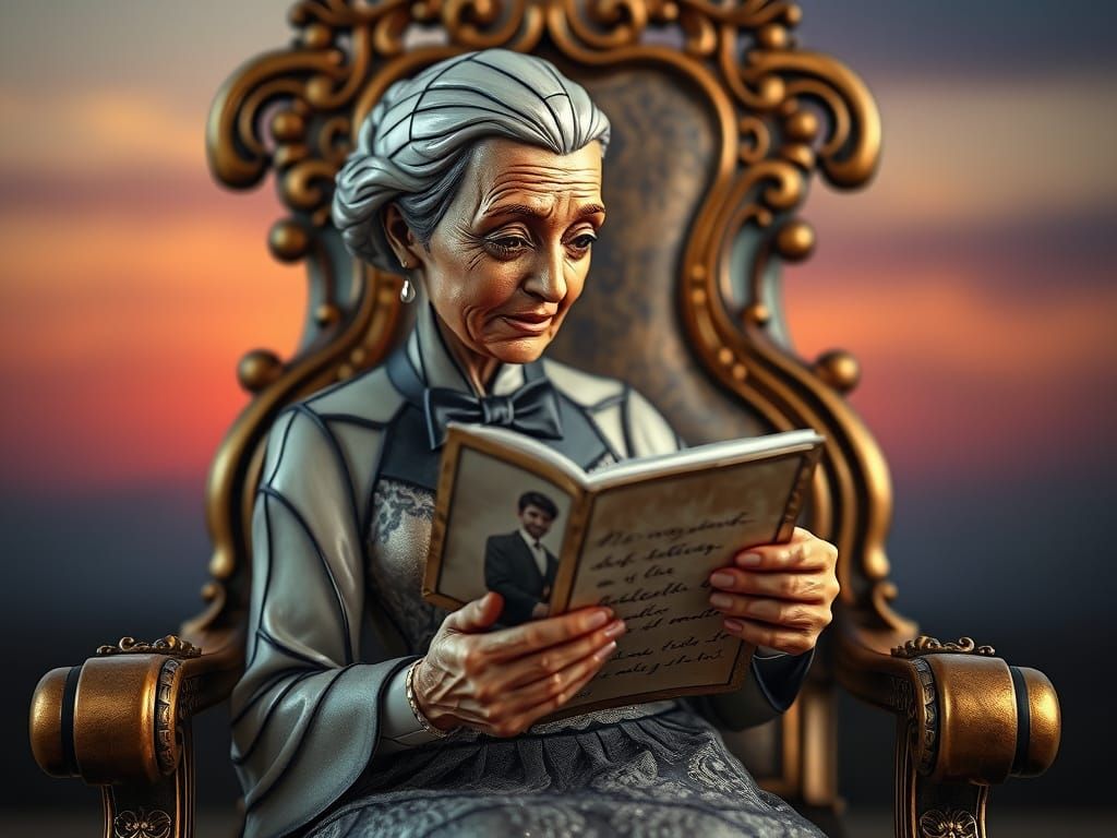 Ethereal Scene of Longing and Nostalgia in Antique Style