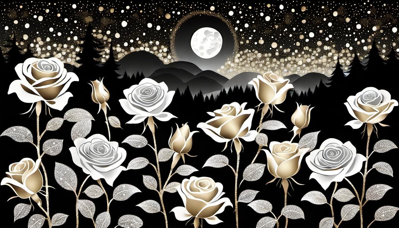 Ethereal Midnight Rose Garden Dreamscape