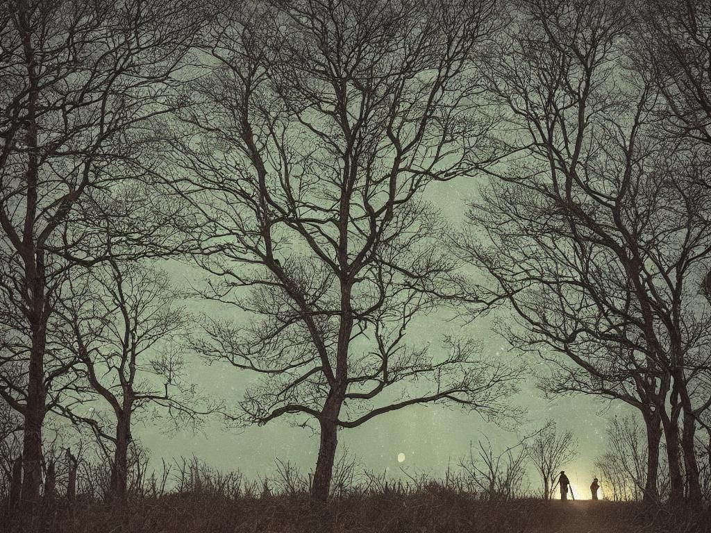 Lovers Walking Under a Radiant Moon
