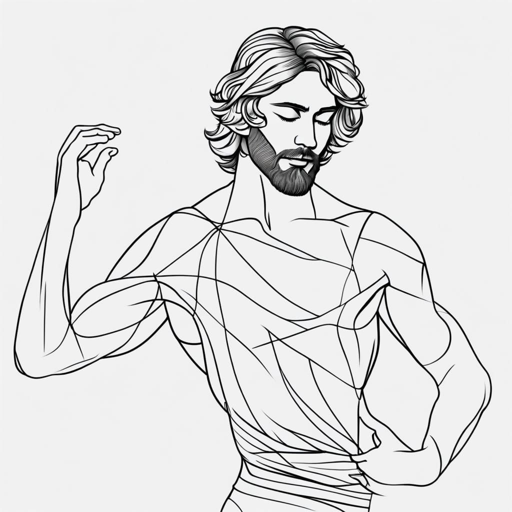 Minimal Line Art of a Male Dancer