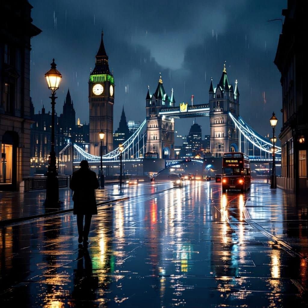 Rainy London Street Photography at Night