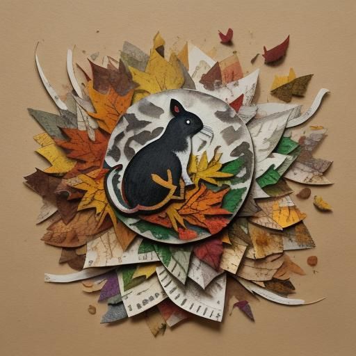 Paper Mouse Collage Art in Pop Art Style