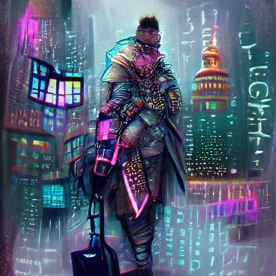 Cyberpunk Knight Stands Guard in Last City
