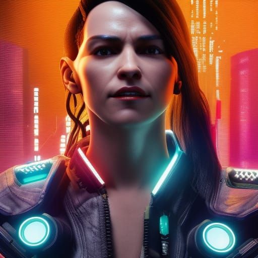 Hyperrealistic Judy Alvarez from Cyberpunk 2077