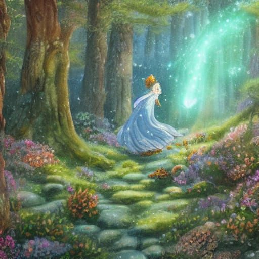 Whimsical Wizard in Enchanted Forest, Studio Ghibli Style